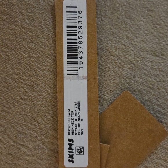 Skims NWT Recycled Swim High Neck Top in Neon Green Size Medium - Picture 5 of 5